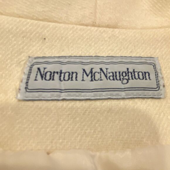 Norton McNaughton Vintage 90s 100% Wool Blazer Ivory Brass Button Lined Medium - Picture 3 of 9